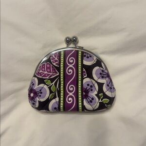 Vera Bradley Floral Purple and Green Double Kisslock Coin/change Purse